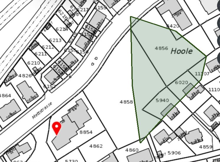 Amtlicher Katasterplan: Parzelle 4856 trägt im Grundbuch der Stadt Biel den Namen «Hoole»